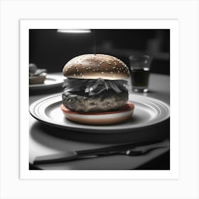 Burger On A Plate 40 Art Print