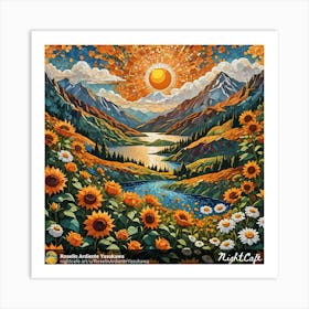 Sunflowers In The Mountains 1 Art Print