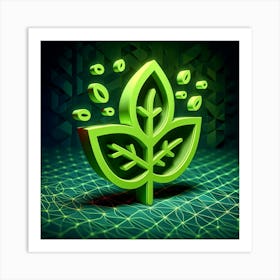 Green Leaf 3d Illustration Art Print