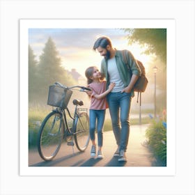 Father And Daughter In The Park Art Print