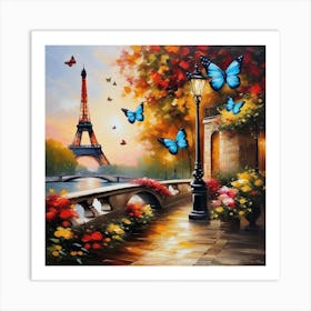 Paris With Butterflies 84 Art Print