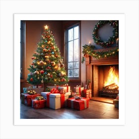 Christmas Tree In The Living Room 124 Art Print