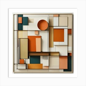 'Orange Squares' Wall Decoration Art Print