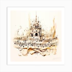 Musical Castle- Music Score And Notes Art Print