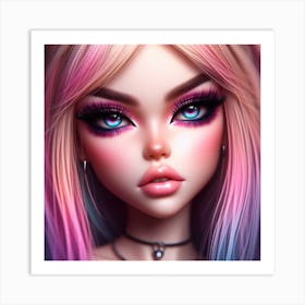 Pink Haired Doll 6 Art Print