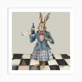 Watercolour Wonderland Hare Drink me Art Print