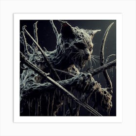 Cat With Swords 3 Art Print