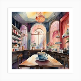 Coffee Shop Watercolor Painting Art Print