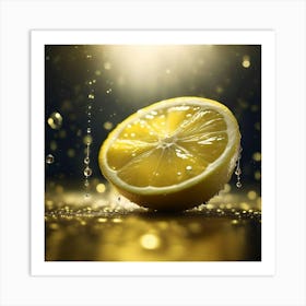 Golden Lemon Slice Art Print