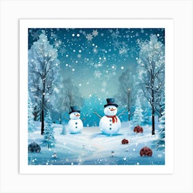 Snowman In The Snow 5 Art Print