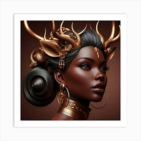 An Image Of A Beautiful Lady Buck In 3D Rendered Art Art Print