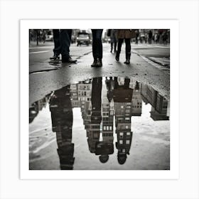 Capture The Reflection Of A Cityscape Landscape Or Person In A Puddle Mirror Or Glass Surface Creati 1754765505 Art Print