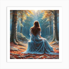 Girl In The Woods Art Print