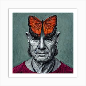 Butterfly On The Head Art Print