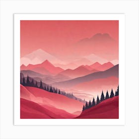 Misty mountains background in red tone 8 Art Print