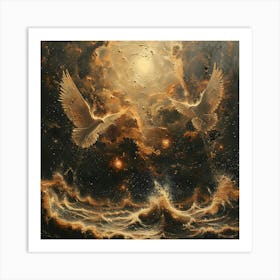 Doves In The Sky, Impressionism And Surrealism Art Print