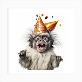 Monkey In A Party Hat Art Print