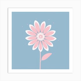 A White And Pink Flower In Minimalist Style Square Composition 360 Art Print