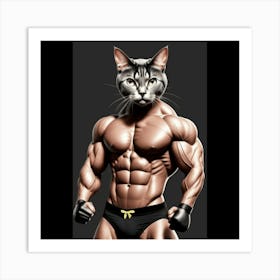 Cat Bodybuilder Art Print