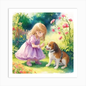 Beautiful Little Girl Playing With Her Do 1 (1) Art Print