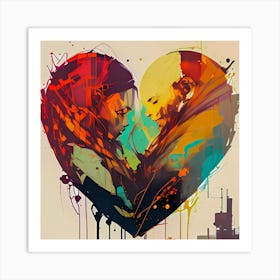Abstract Lovers In A Heart Of Love Art Print