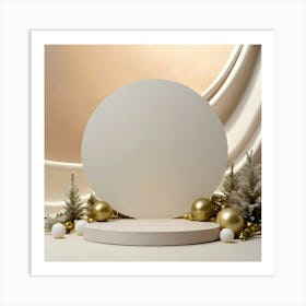 White Background With Christmas Ornaments Art Print