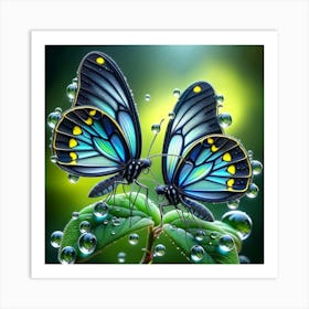 Butterflies With Water Droplets Art Print