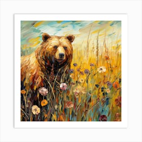 Brown Bear In The Meadow Art Print