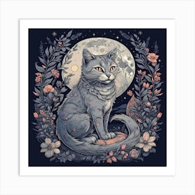 Cat In The Moonlight Art Print