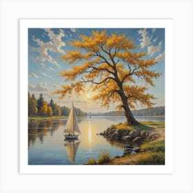 Sailboat By The Lake Art Print