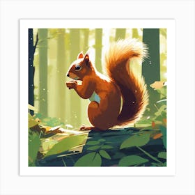 Squirrel In The Woods 43 Art Print