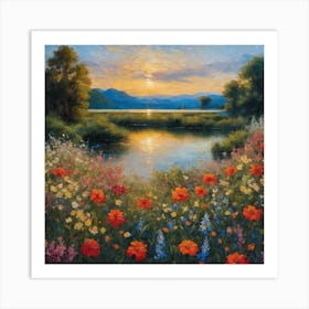 Sunset In The Meadow Art Print