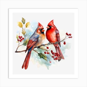 Cardinals On A Branch Art Print