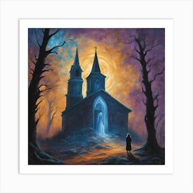 Don't be afraid - Church At Night Art Print