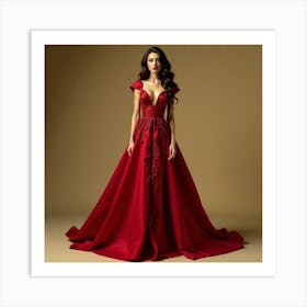 Red Evening Dress 1 Art Print