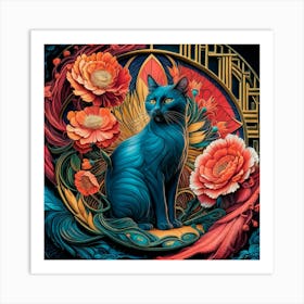 William Morris Black Cat Inspired Art Print