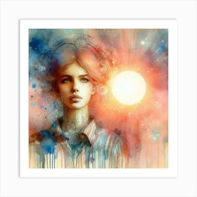 Girl With The Sun Art Print