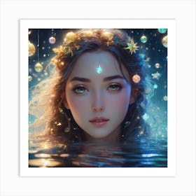 Christmas Girl In Water Art Print