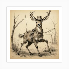 Deer In A Hat 15 Art Print