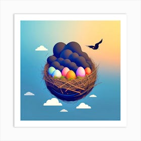 Easter Eggs In A Nest 119 Art Print
