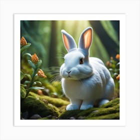 White Rabbit In The Forest 3 Art Print