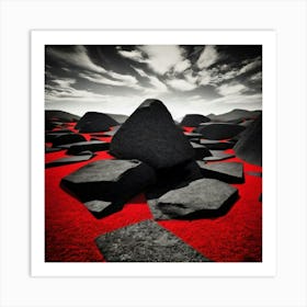 Piedras De Lava Negra, Sobre Un Mar Rojo Art Print