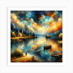 Sunset By The Lake 25 Art Print