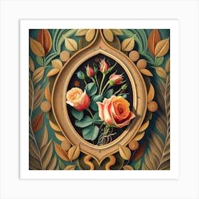 Roses In A Frame 1 Art Print