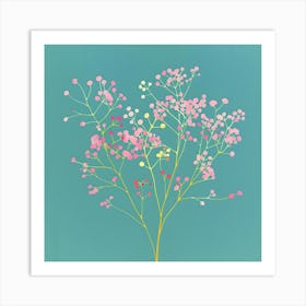 Babys Breath Square Flower Illustration Art Print