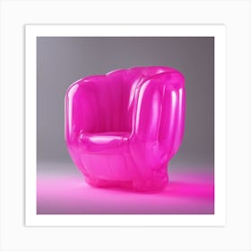 Furniture Design, Tall Armchair, Inflatable, Fluorescent Viva Magenta Inside, Transparent, Concept P (3) Art Print