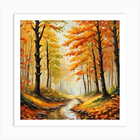 Forest In Autumn In Minimalist Style Square Composition 351 Art Print