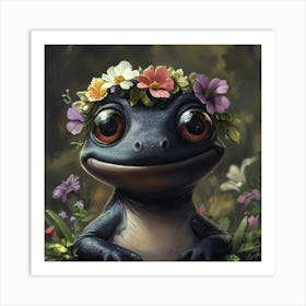 Frog With Flowers 7 Poster