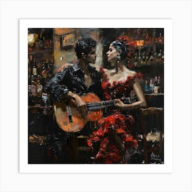 Duet in Crimson: Prelude to a Dance. Art Print