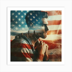 A american flag, a man 2 Art Print